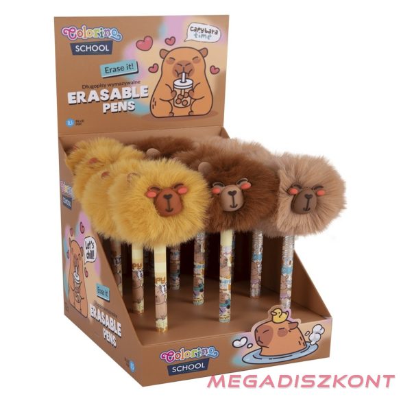 Golyóstoll COLORINO radírozható Pom Pom Capybara kupakos 0,5 mm kék írásszín