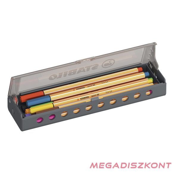 Tűfilc STABILO Point 88 10 darabos hordozható asztali tartóban