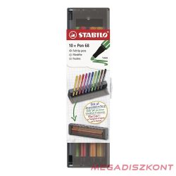   Filctoll STABILO Pen 68 10 darabos hordozható asztali tartóban