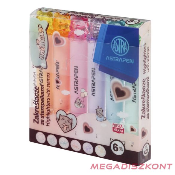 Szövegkiemelő ASTRA PEN Animals formabélyegzővel 6 színű