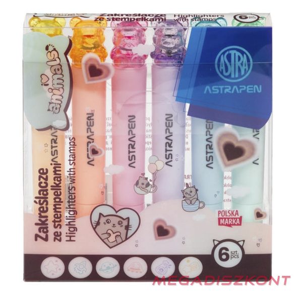 Szövegkiemelő ASTRA PEN Animals formabélyegzővel 6 színű