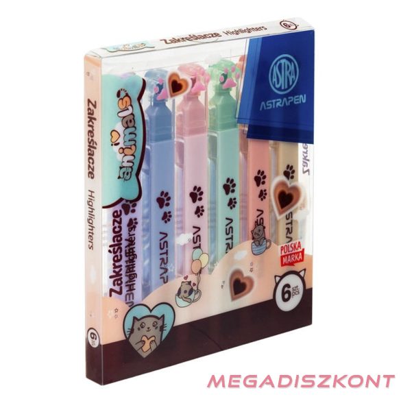 Szövegkiemelő ASTRA PEN Animals mancsokkal 6 színű