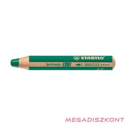   Színes ceruza STABILO Woody 3in1 hengeres vastag sötétzöld