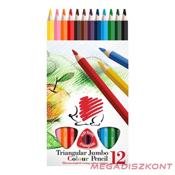 Színes ceruza ICO Süni háromszögletű vastag festett 12 db/készlet