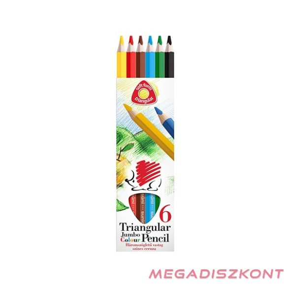 Színes ceruza ICO Süni háromszögletű vastag festett 6 db/készlet