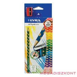   Színes ceruza LYRA Groove Slim háromszögletű vékony 12 db/készlet+hegyező