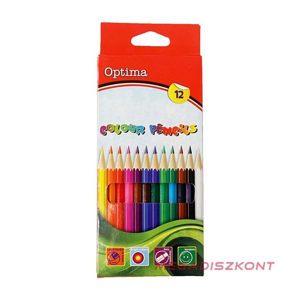 Színes ceruza OPTIMA hatszögletű 12 db/készlet