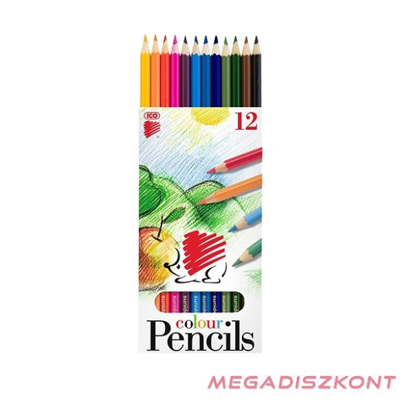 Színes ceruza ICO Süni hatszögletű 12 db/készlet