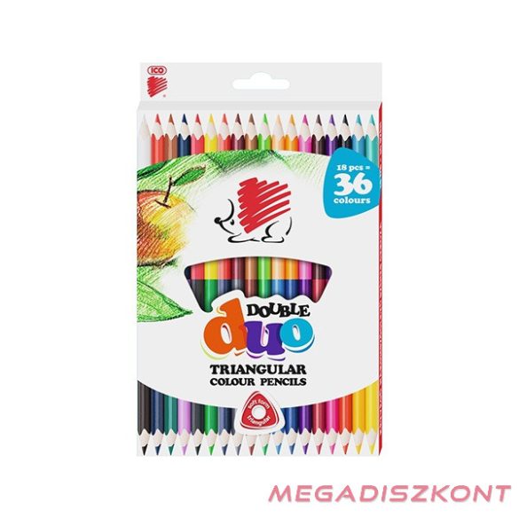 Színes ceruza ICO Süni Duo háromszögletű kétvégű 18 színű