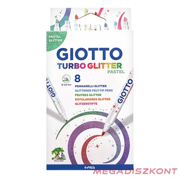Filctoll GIOTTO Turbo Glitter csillámos pasztell 8db-os készlet