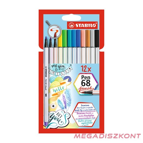 Ecsetfilc STABILO Pen 68 Brush 12 db-os készlet
