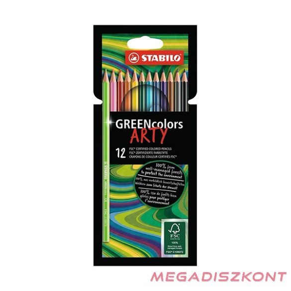 Színes ceruza STABILO Greencolors hatszögletű 12 db/készlet környezetbarát