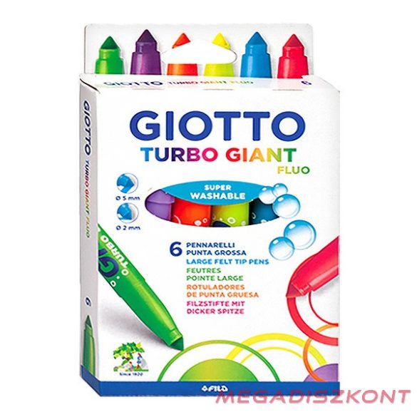 Filctoll GIOTTO Turbo Giant fluo vastag 7,5mm akasztható 6db-os készlet