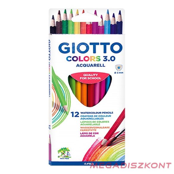 Színes ceruza GIOTTO Colors 3.0 aquarell  háromszögletű 12 db/készlet