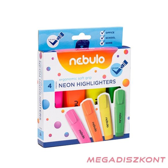 Szövegkiemelő NEBULO neon 4 szín készlet