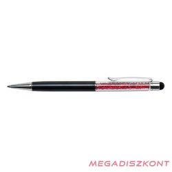   Golyóstoll ART CRYSTELLA fekete felül light piros SWAROVSKI® kristállyal töltve Touch Pen 0,7mm kék