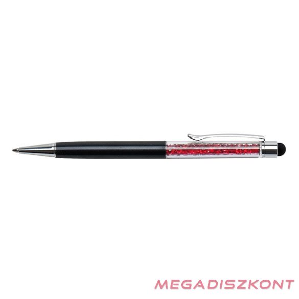 Golyóstoll ART CRYSTELLA fekete felül light piros SWAROVSKI® kristállyal töltve Touch Pen 0,7mm kék