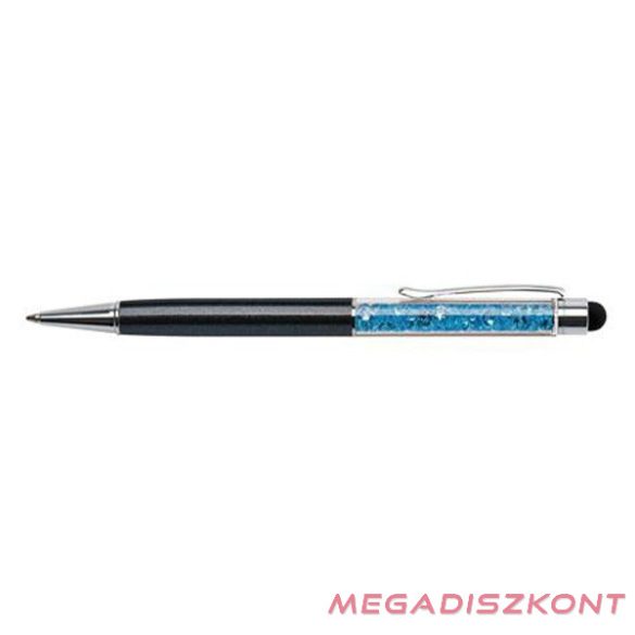 Golyóstoll ART CRYSTELLA fekete felül aquakék SWAROVSKI® kristállyal töltve Touch Pen 0,7mm kék