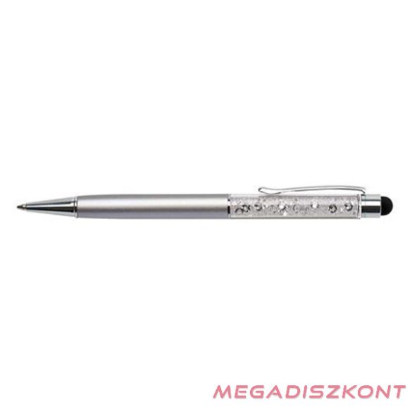 Golyóstoll ART CRYSTELLA ezüst felül fehér SWAROVSKI® kristállyal töltve Touch Pen 0,7mm kék