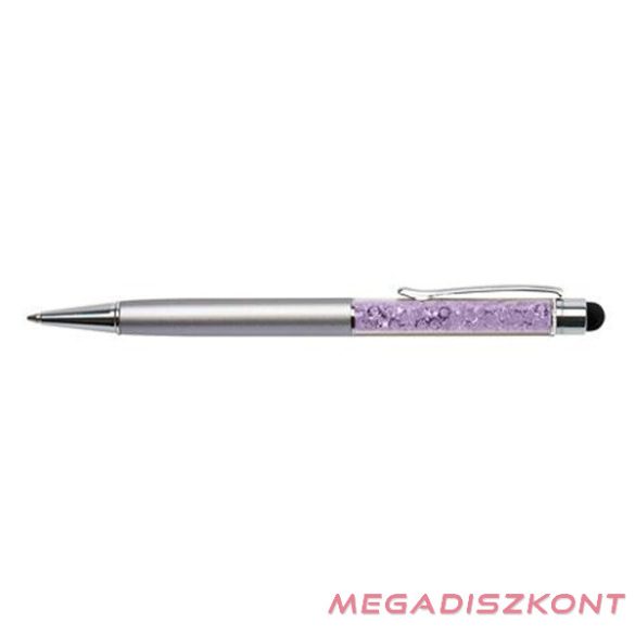 Golyóstoll ART CRYSTELLA ezüst felül orgona lila SWAROVSKI® kristállyal töltve Touch Pen 0,7mm kék