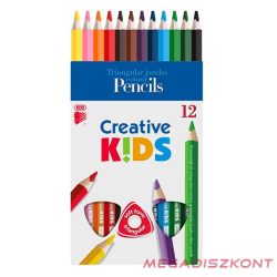   Színes ceruza ICO Creative Kids háromszögletű vastag festett 12 db/készlet