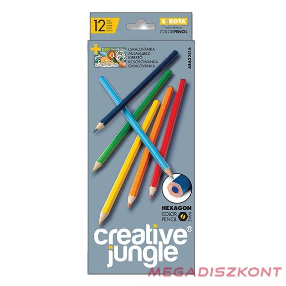 Színes ceruza CREATIVE JUNGLE grey hatszögletű 12 db/készlet