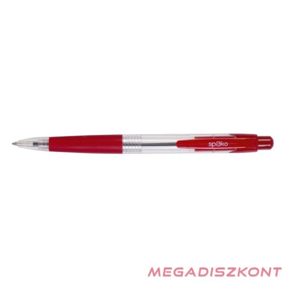 Golyóstoll SPOKO 0112 átlátszó piros tolltest, piros írásszín