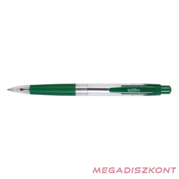 Golyóstoll SPOKO 0112 átlátszó zöld tolltest, zöld írásszín