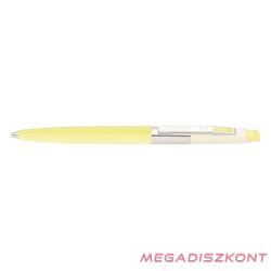   Golyóstoll ICO 70 nyomógombos pasztell sárga tolltest 0,8mm kék írásszín