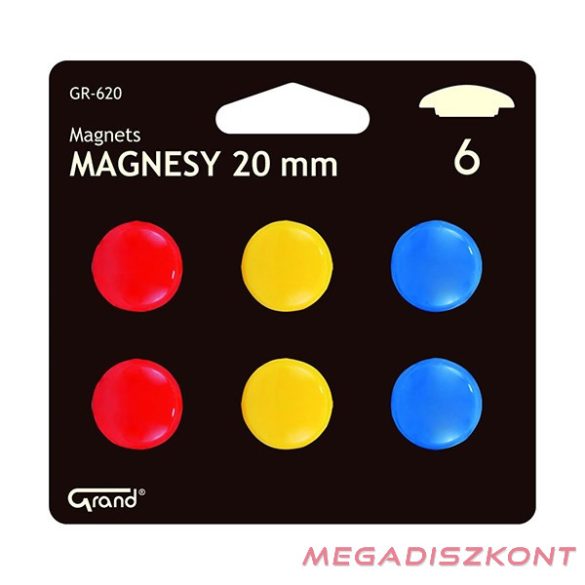Táblamágnes GRAND 20mm 6 darabos vegyes színű
