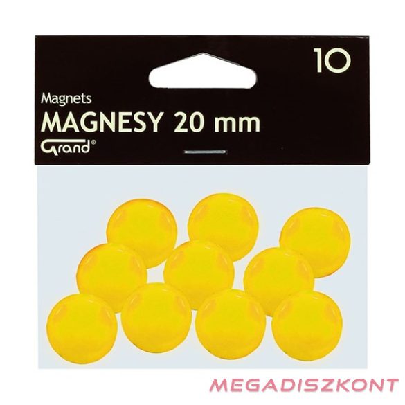 Táblamágnes GRAND 20mm sárga 10 darabos