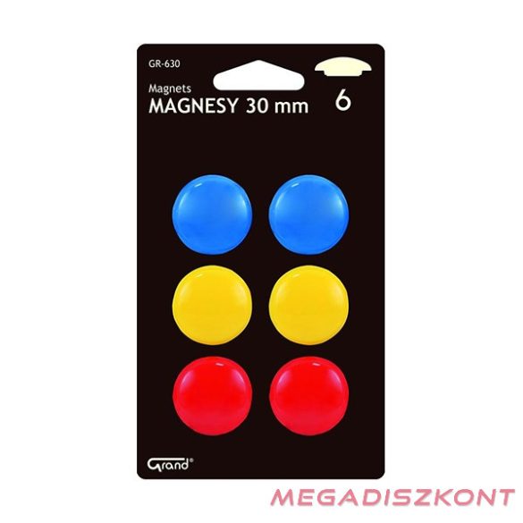 Táblamágnes GRAND 30mm 6 darabos vegyes színű