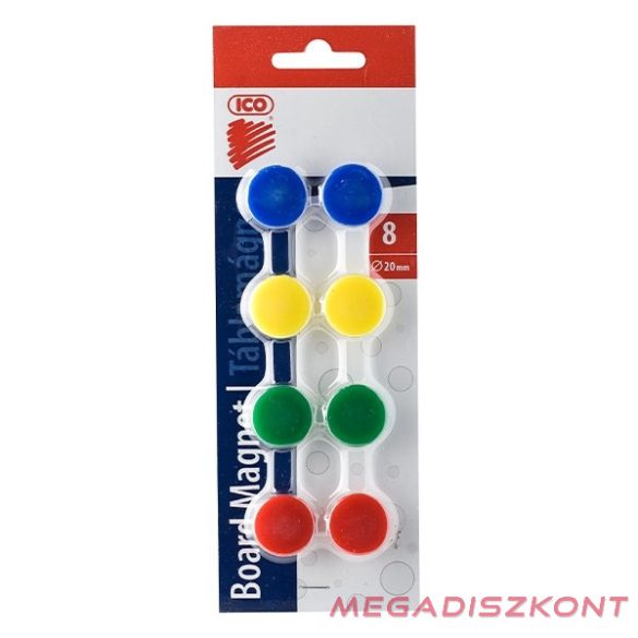 Táblamágnes ICO színes 20mm 8 darabos