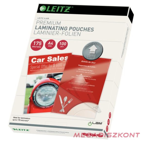 Lamináló fólia LEITZ A/4 175 mikron 100 íves fényes