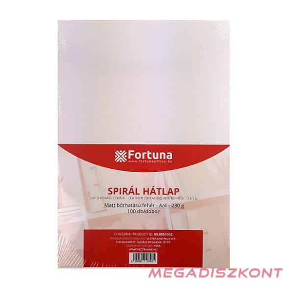 Hátlap FORTUNA A/4 230 g matt bőrhatású fehér 100/dob
