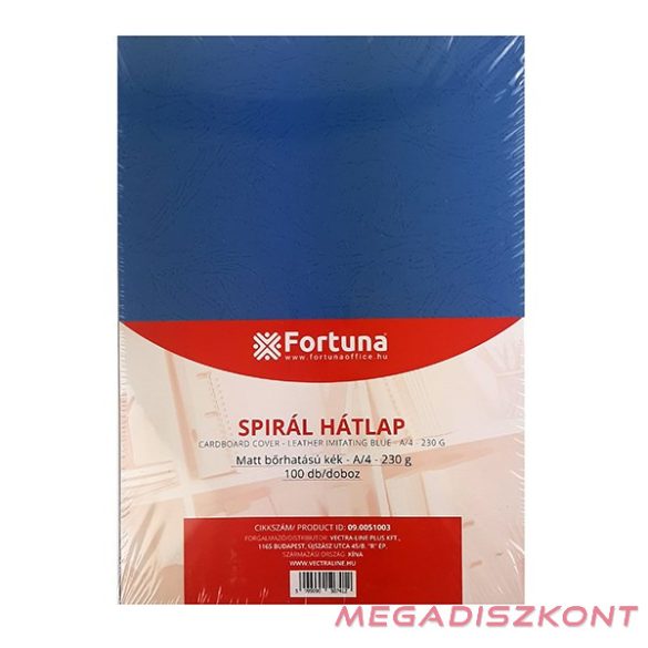 Hátlap FORTUNA A/4 230 g matt bőrhatású kék 100/dob