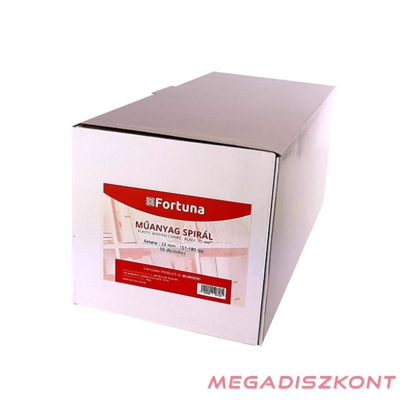 Iratspirál műanyag FORTUNA 22mm 151-180 lap fekete 50/dob