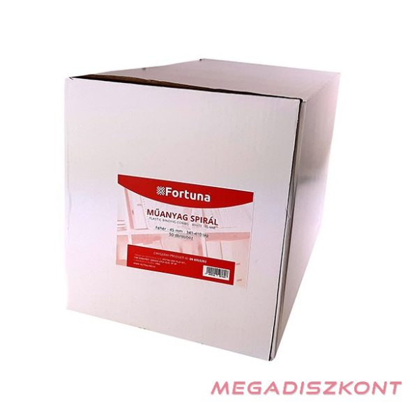 Iratspirál műanyag FORTUNA 45mm 341-410 lap fehér 50/dob