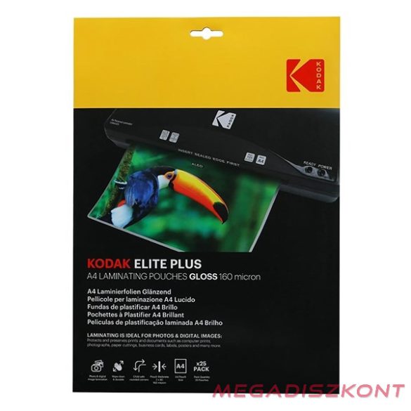 Lamináló fólia KODAK A/4 160 mikron fényes 25 íves