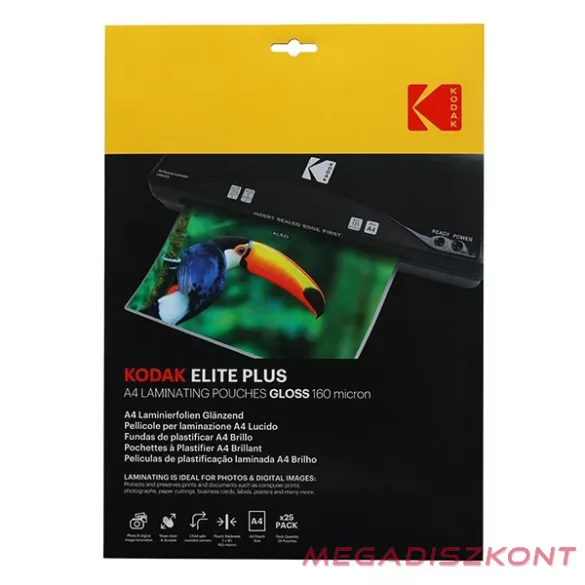 Lamináló fólia KODAK A/4 160 mikron fényes 25 lapos