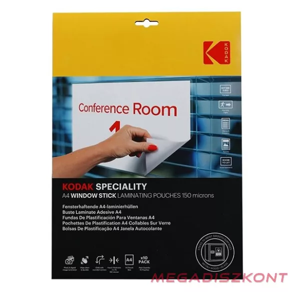 Lamináló fólia KODAK A/4 150 mikron üvegre tapadó 10 lapos