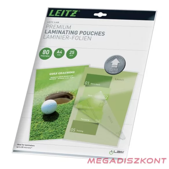 Meleglamináló fólia LEITZ standrard A/4 80 mikronos UDT technológiával 25 darabos