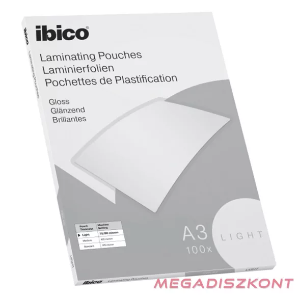 Lamináló fólia IBICO A/3 303x426mm 75-80 mikron fényes 100/dob