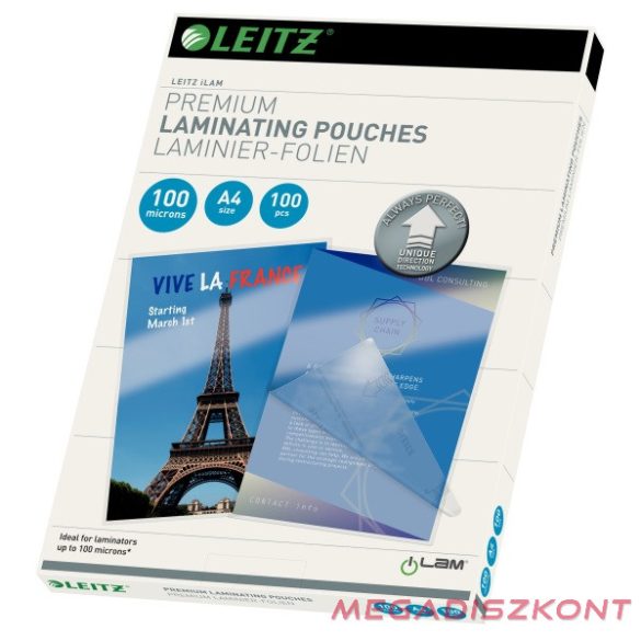 Lamináló fólia LEITZ A/4 100 mikron 100ív/csomag fényes