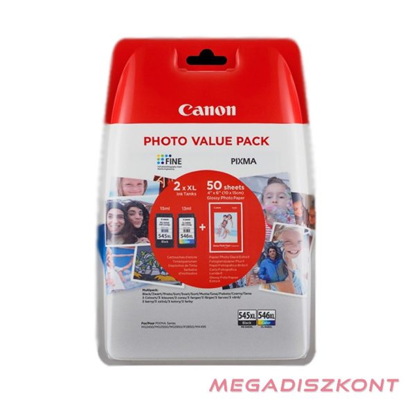 Festékpatron CANON PG-545XL/CL-546XL Multipack + 10x15 GP-501 fotópapír