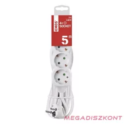 Kábel hosszabbító EMOS 4 aljzat 5m fehér