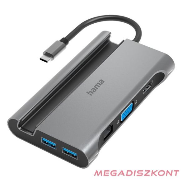 Elosztó HUB HAMA USB Type-C + 2xUSB 3.1/HDMI/VGA/LAN/USB Type-C/PD