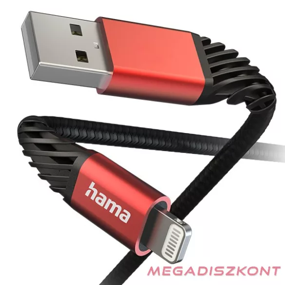 Adatkábel HAMA Extreme USB 2.0/Lightning 1,5m fekete-piros
