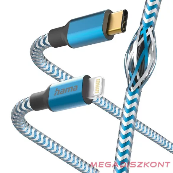 Adatkábel HAMA Reflective USB-C/Lightning 1,5m kék
