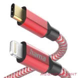 Adatkábel HAMA Reflective USB-C/Lightning 1,5m piros